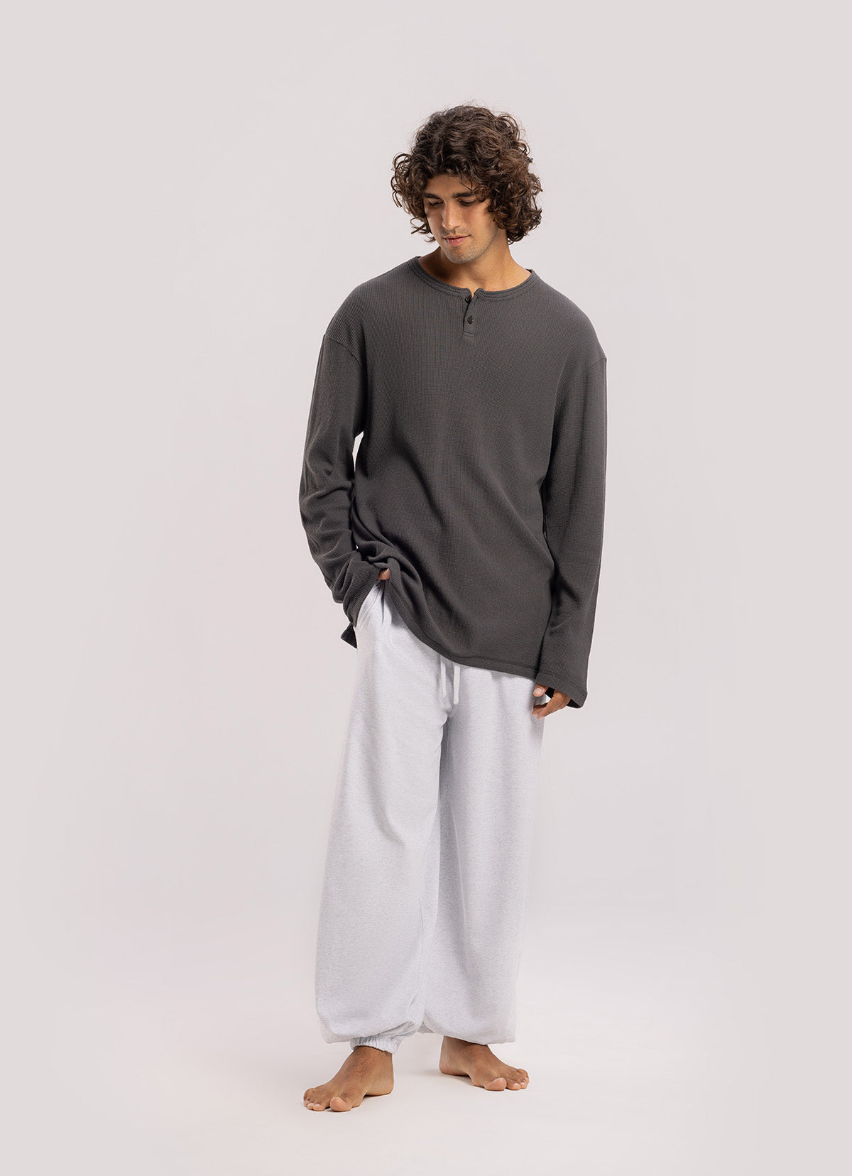 Diagonal jogger pants (For Men)_Melange Grey