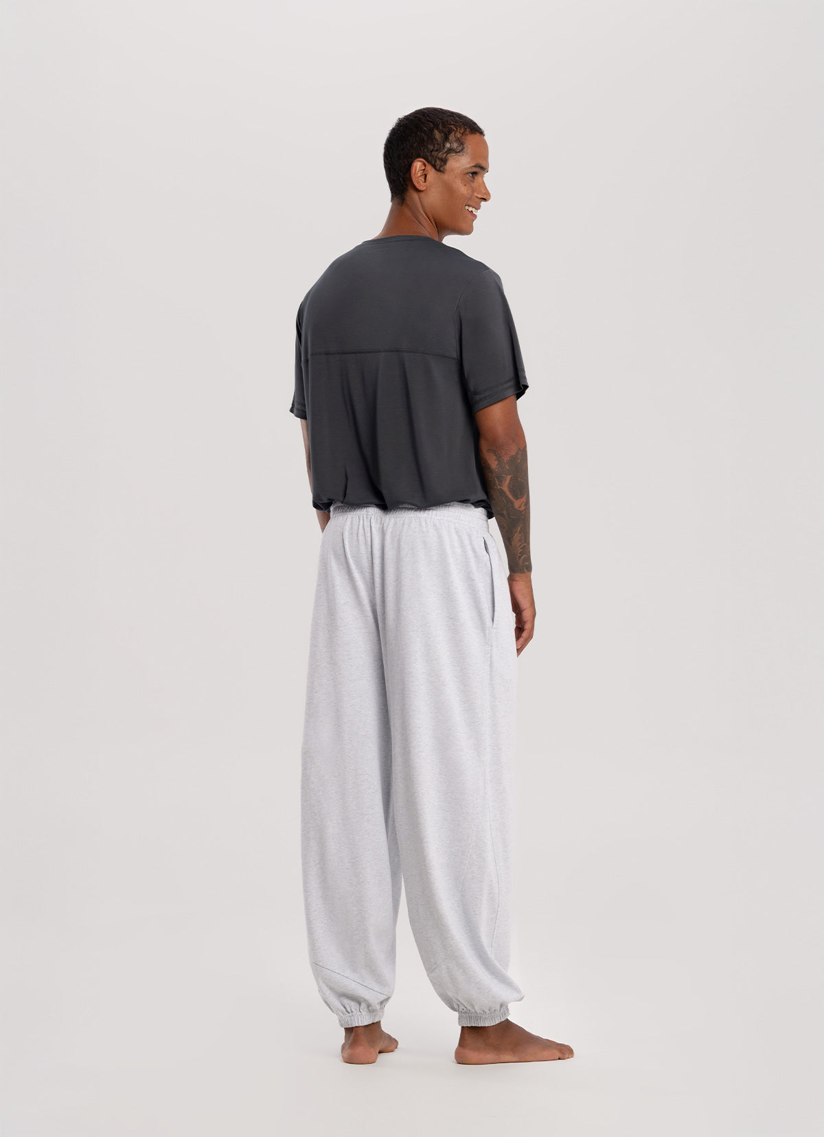 Diagonal jogger pants (For Men)_Melange Grey