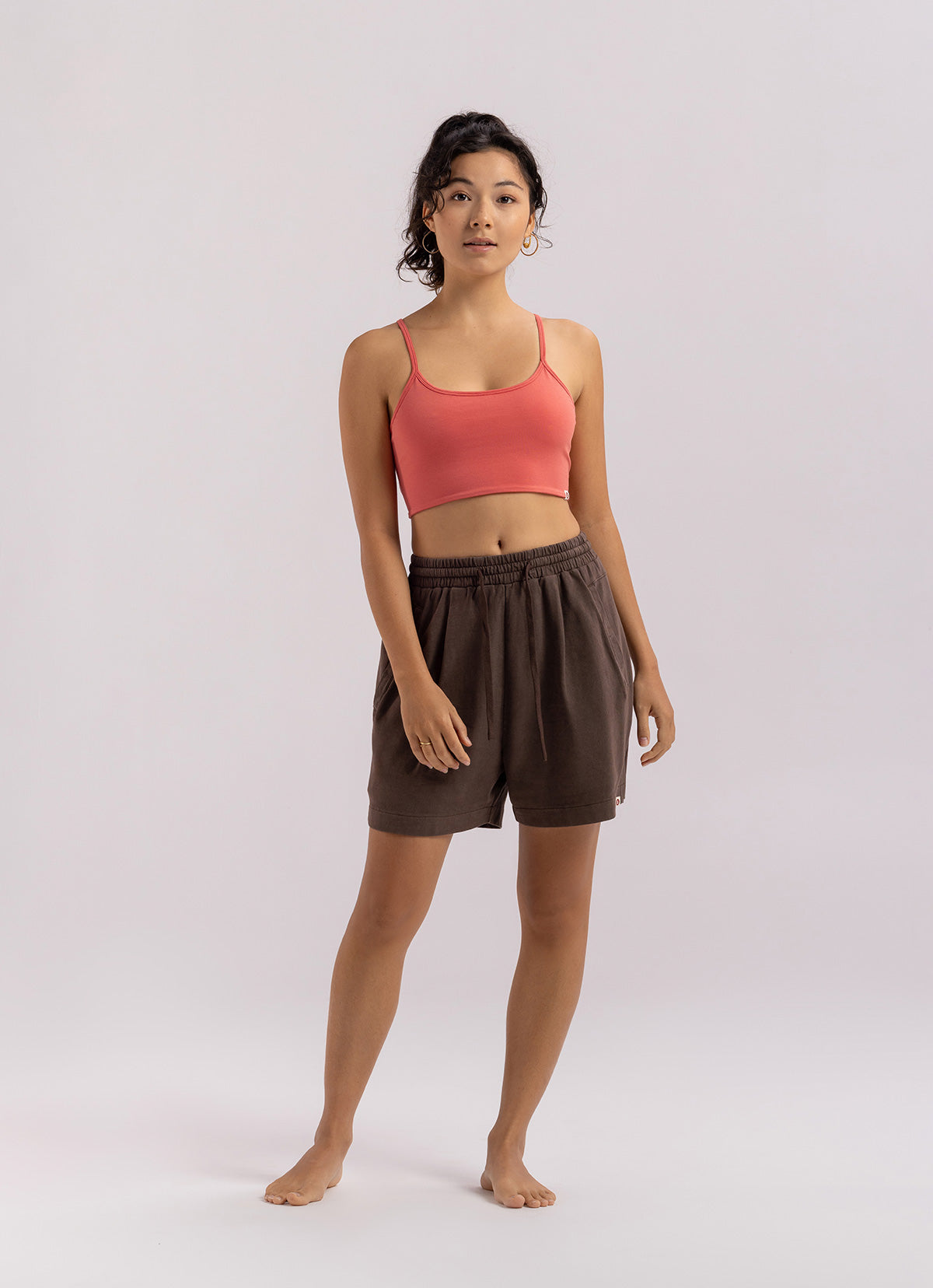 One tuck panelled shorts (Unisex)_Cocoa