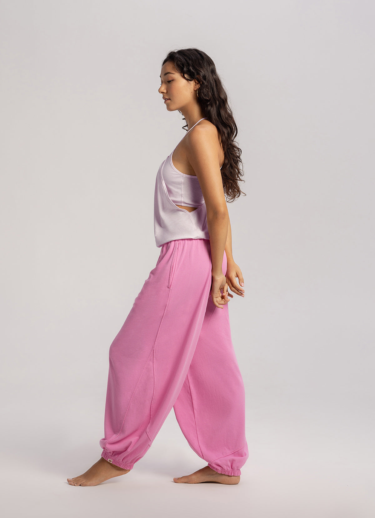 Diagonal jogger pants (Unisex)_Pink