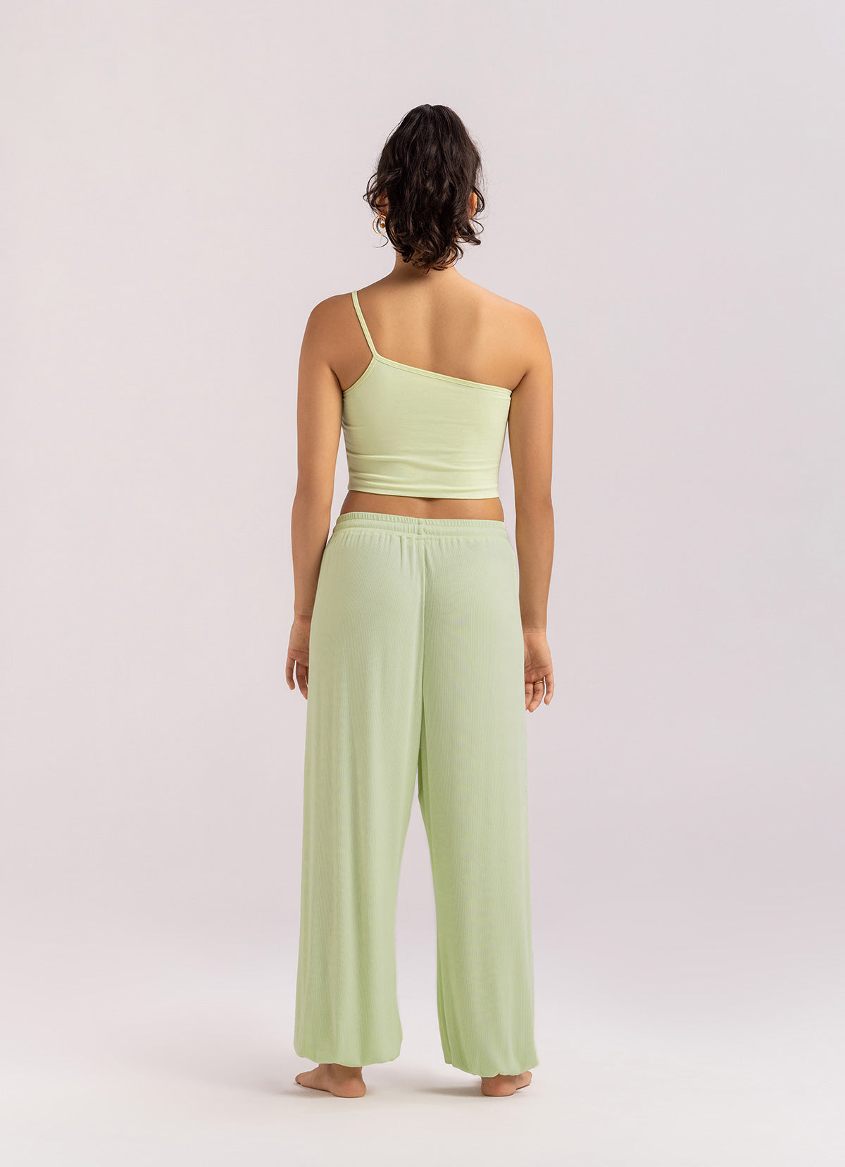 Rib jogger pants #1_Lime Cream