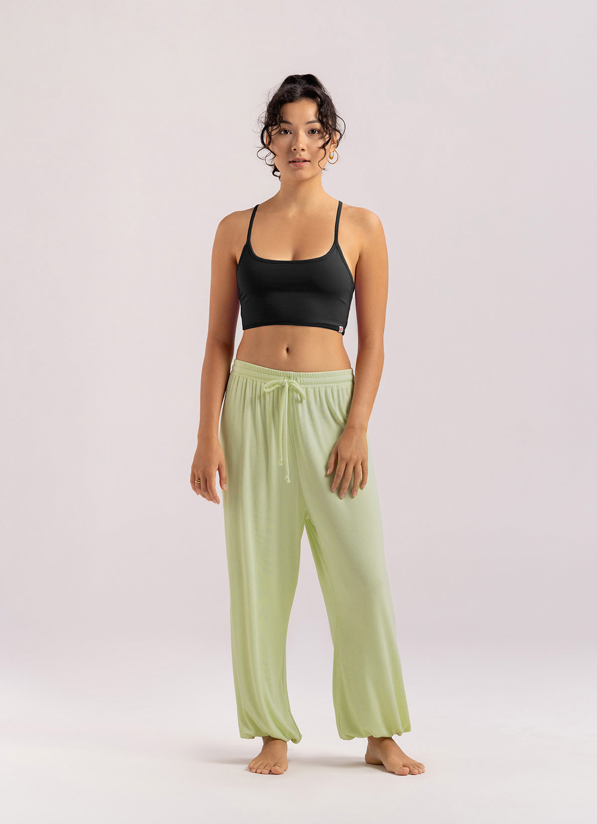 Rib jogger pants #1_Lime Cream