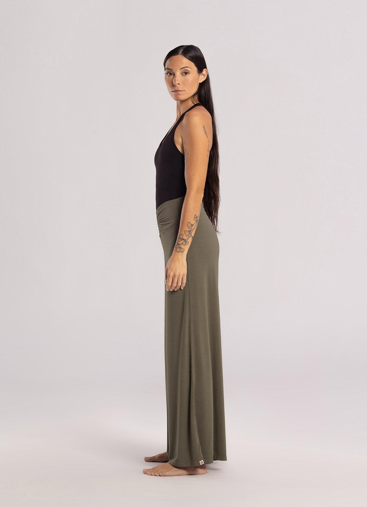 Shirring wide pants_Stone Gray