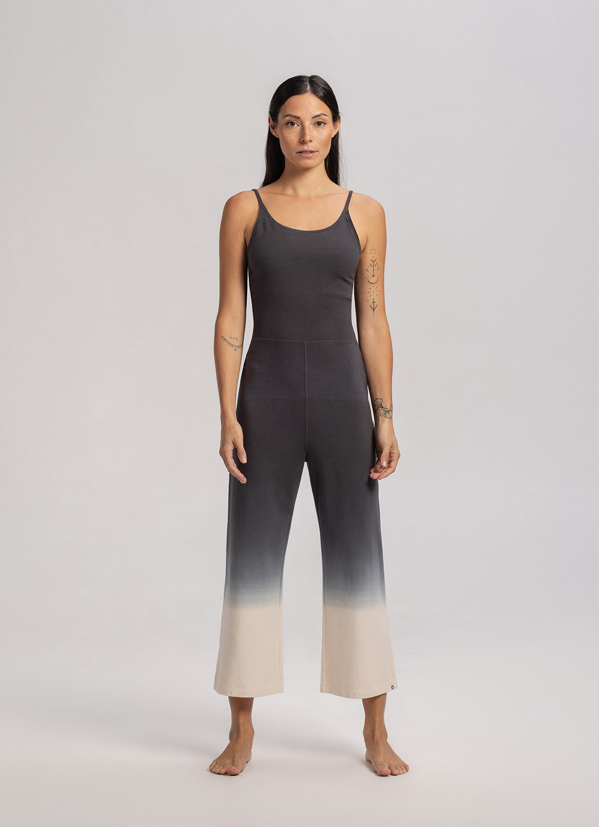 Cut-out bootcut jumpsuit_Charcoal Multi