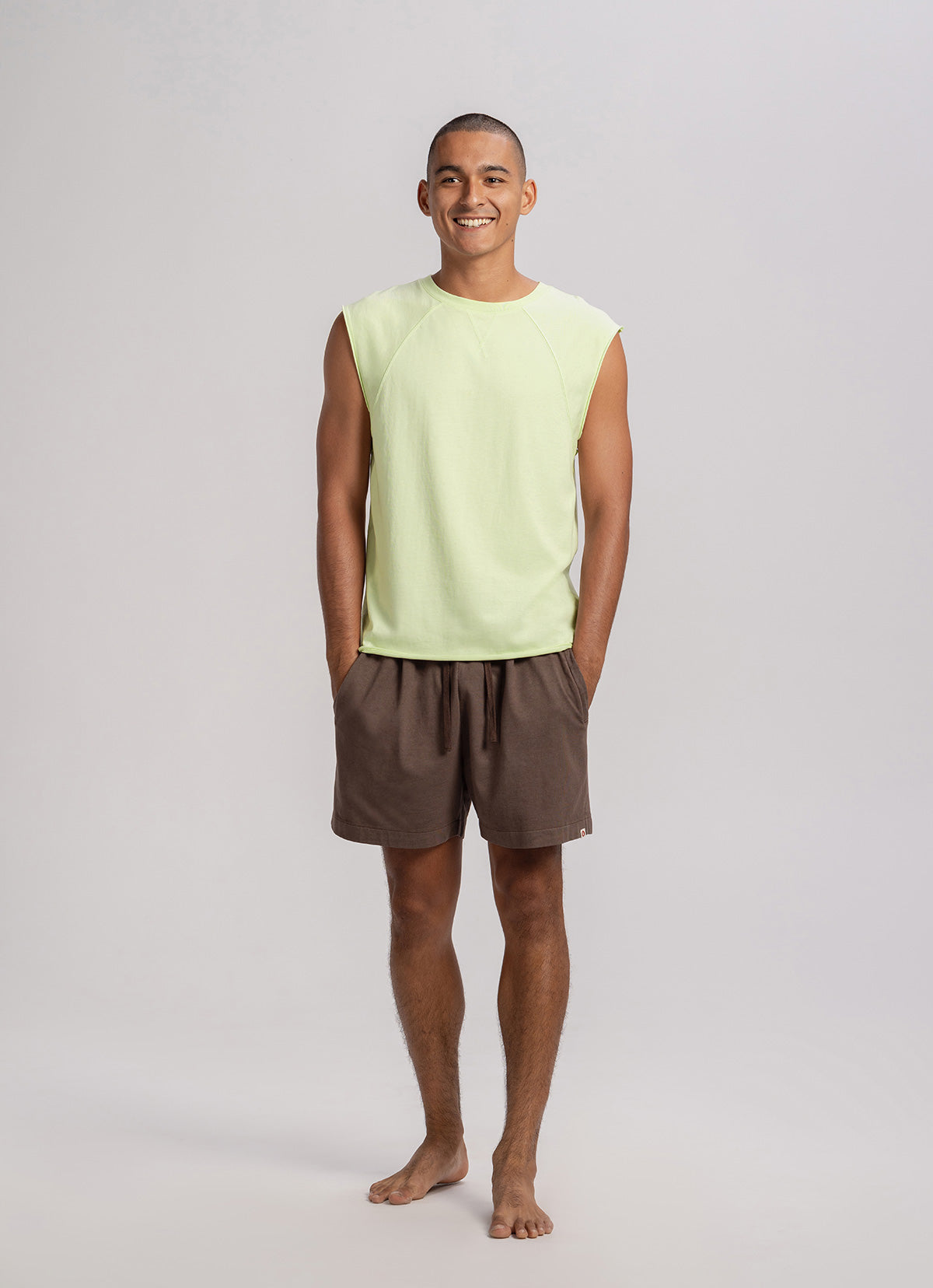 One tuck panelled shorts (Unisex)_Cocoa