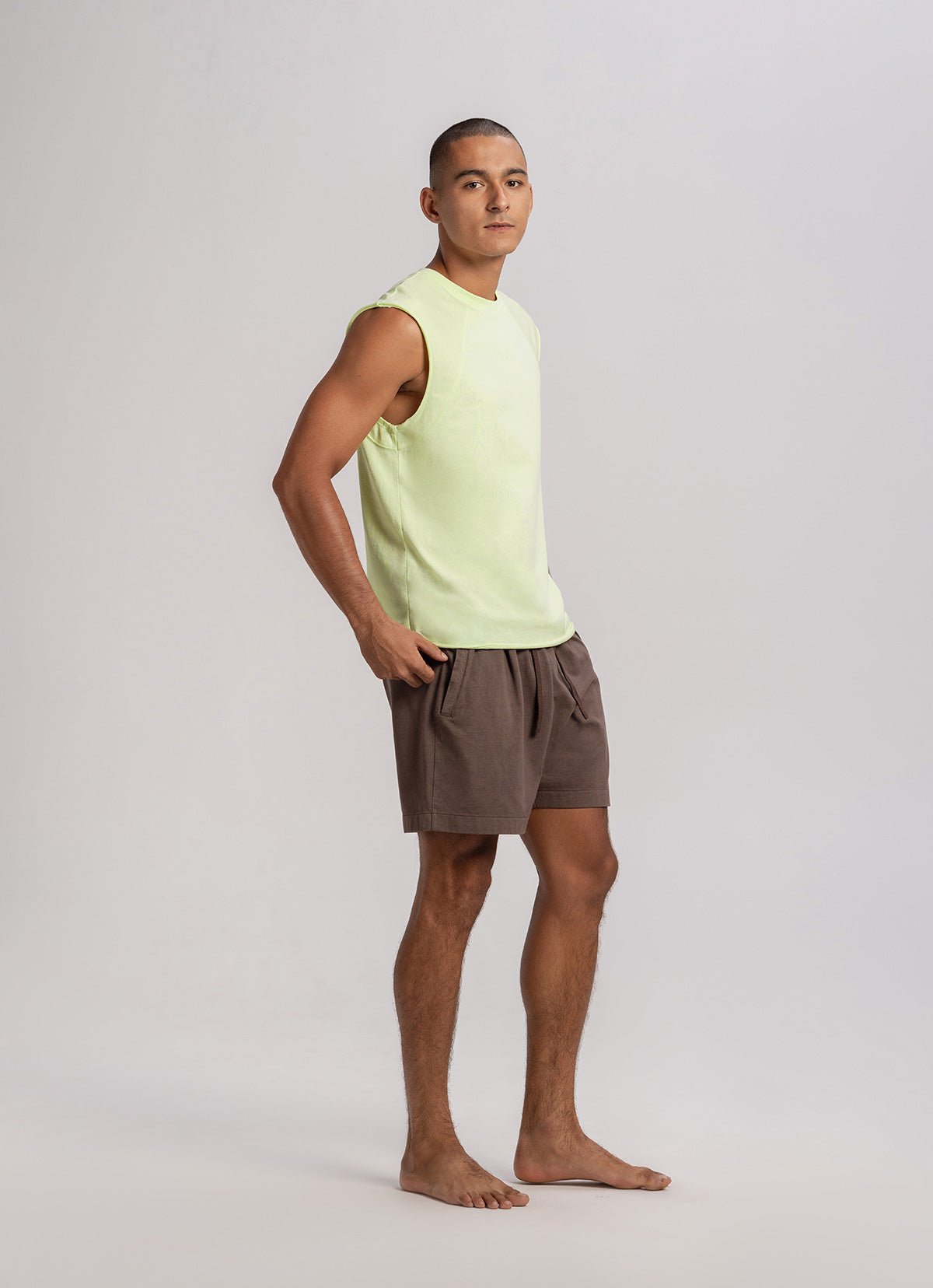 One tuck panelled shorts (Unisex)_Cocoa