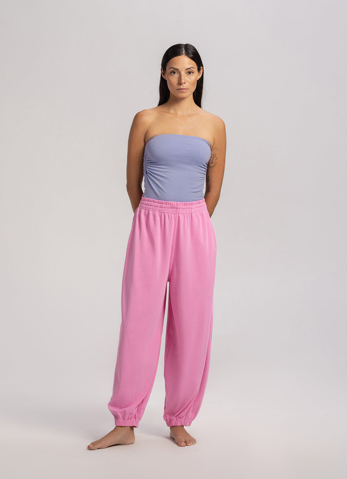 Diagonal jogger pants (Unisex)_Pink