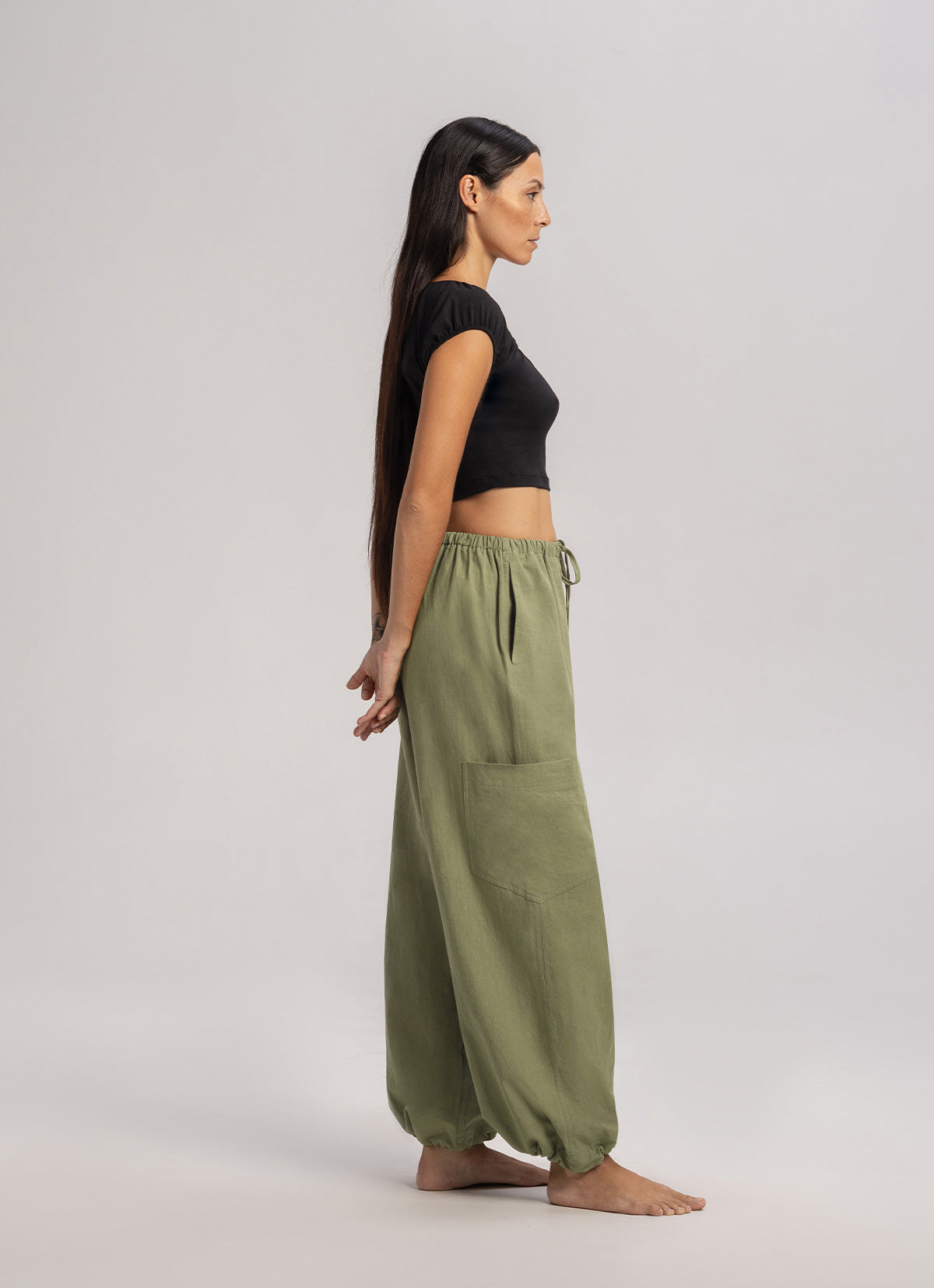 Out pocket wide pants_Khaki