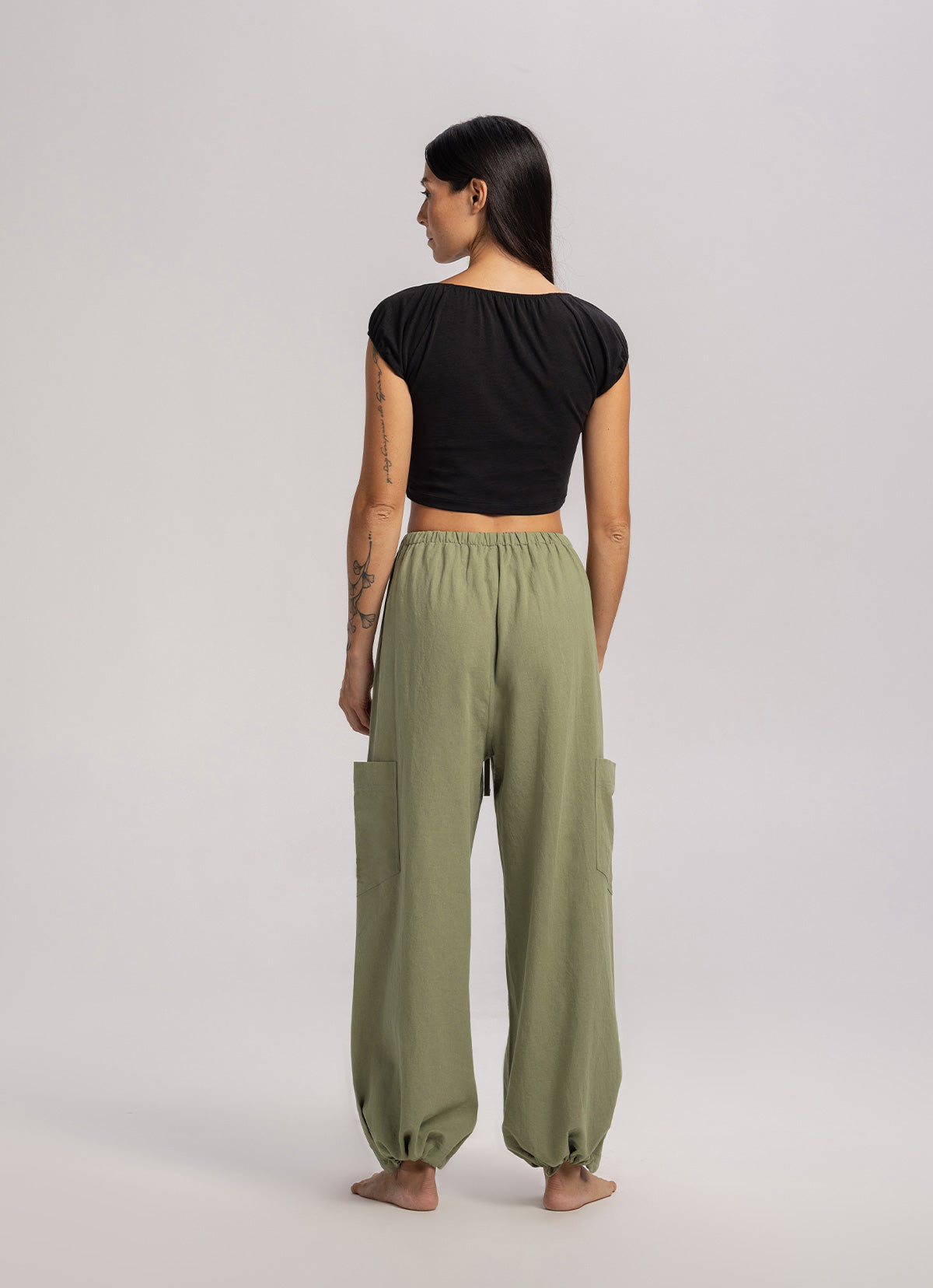 Out pocket wide pants_Khaki