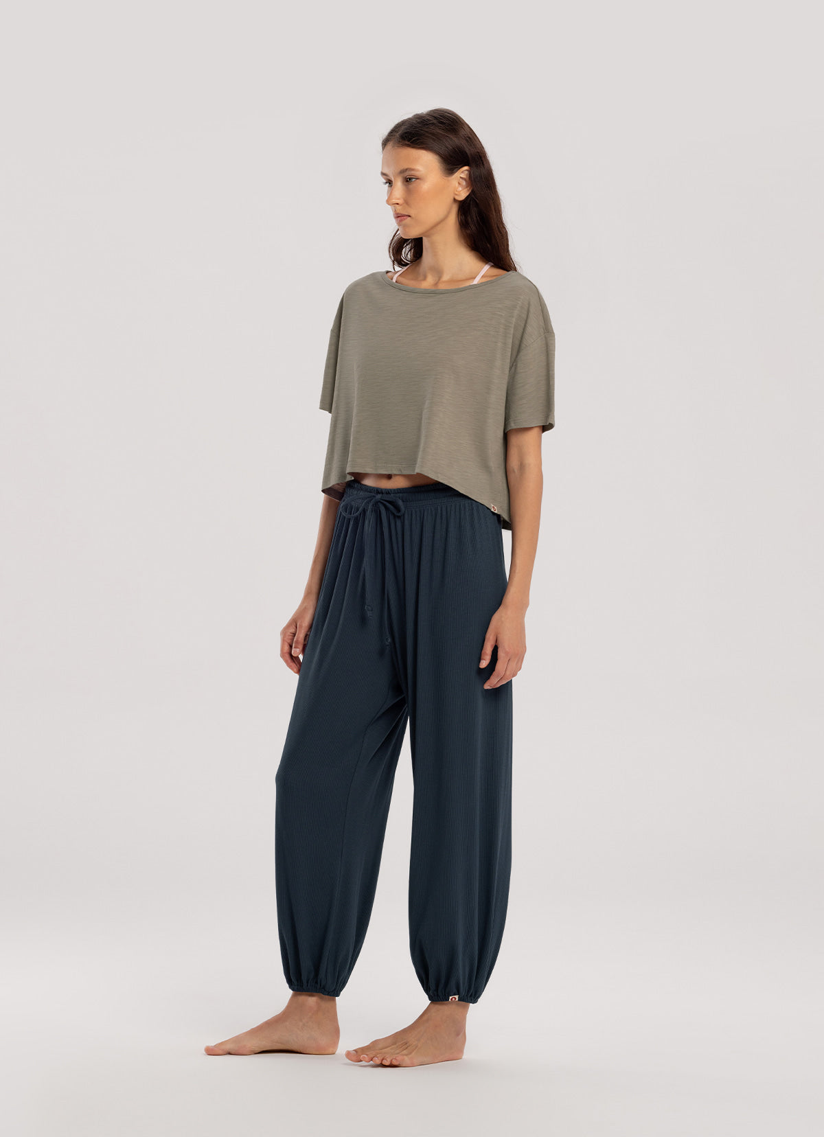 Rib jogger pants_Sea storm
