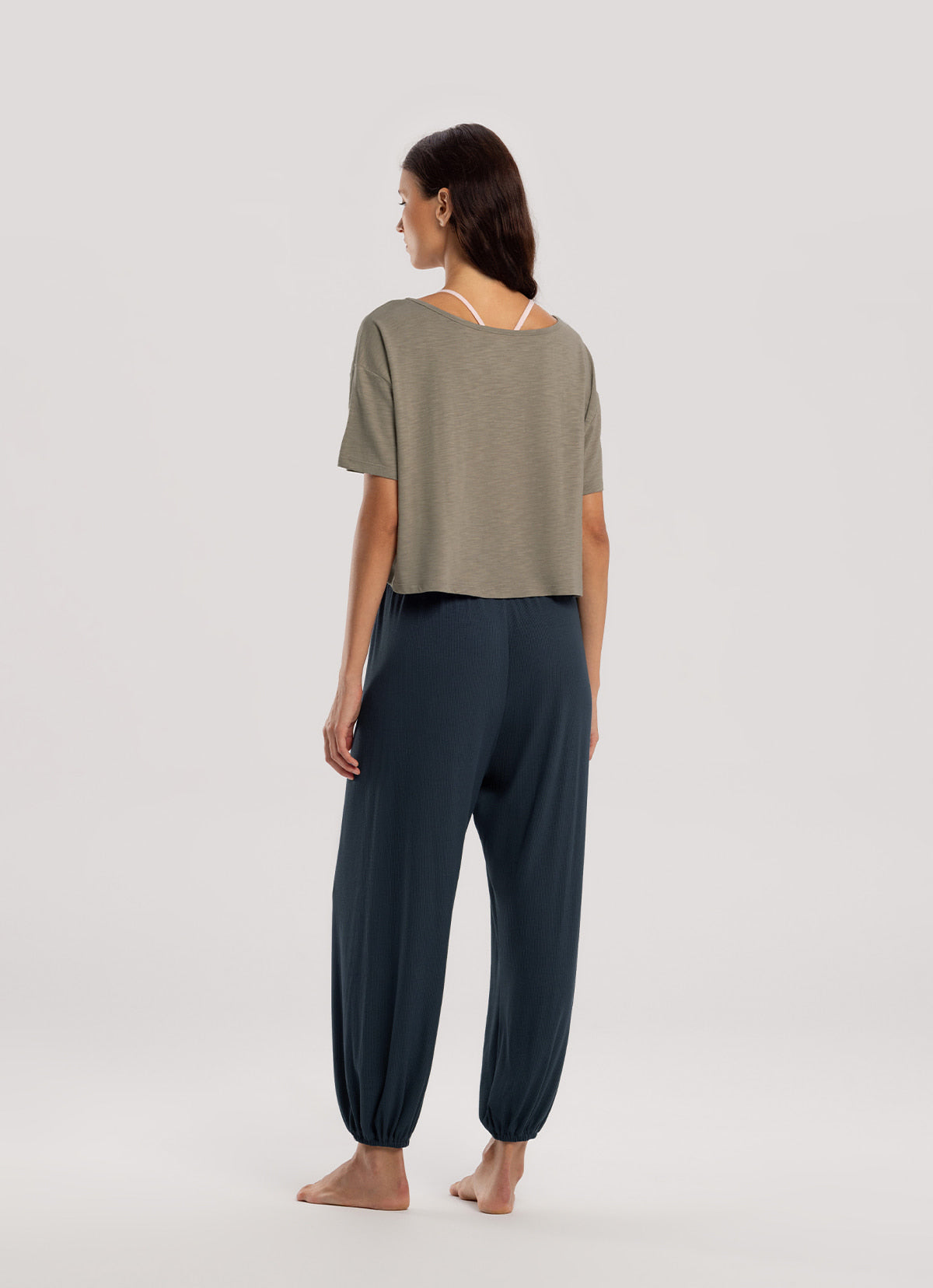Rib jogger pants_Sea storm