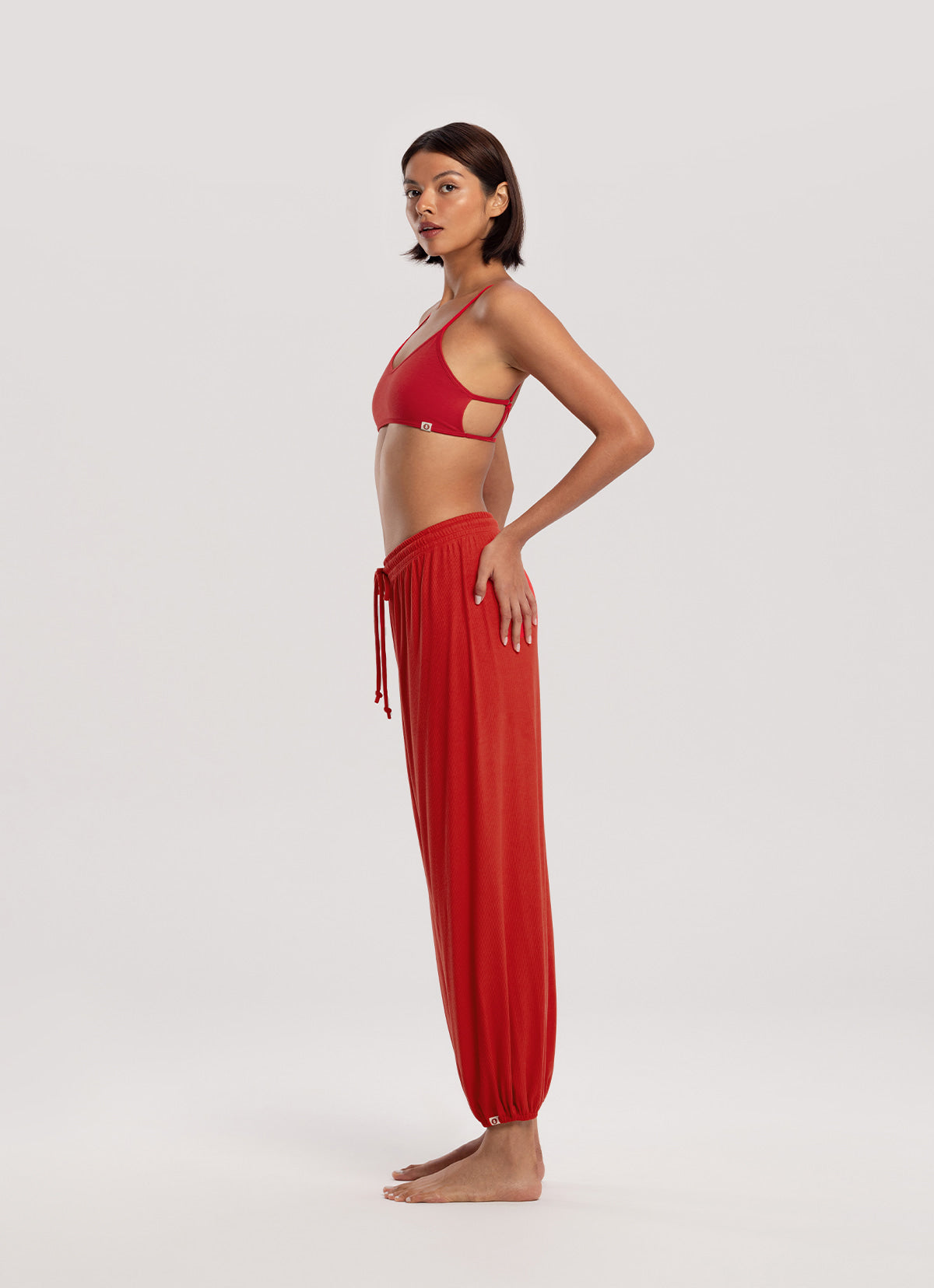 Rib jogger pants_Mars Red