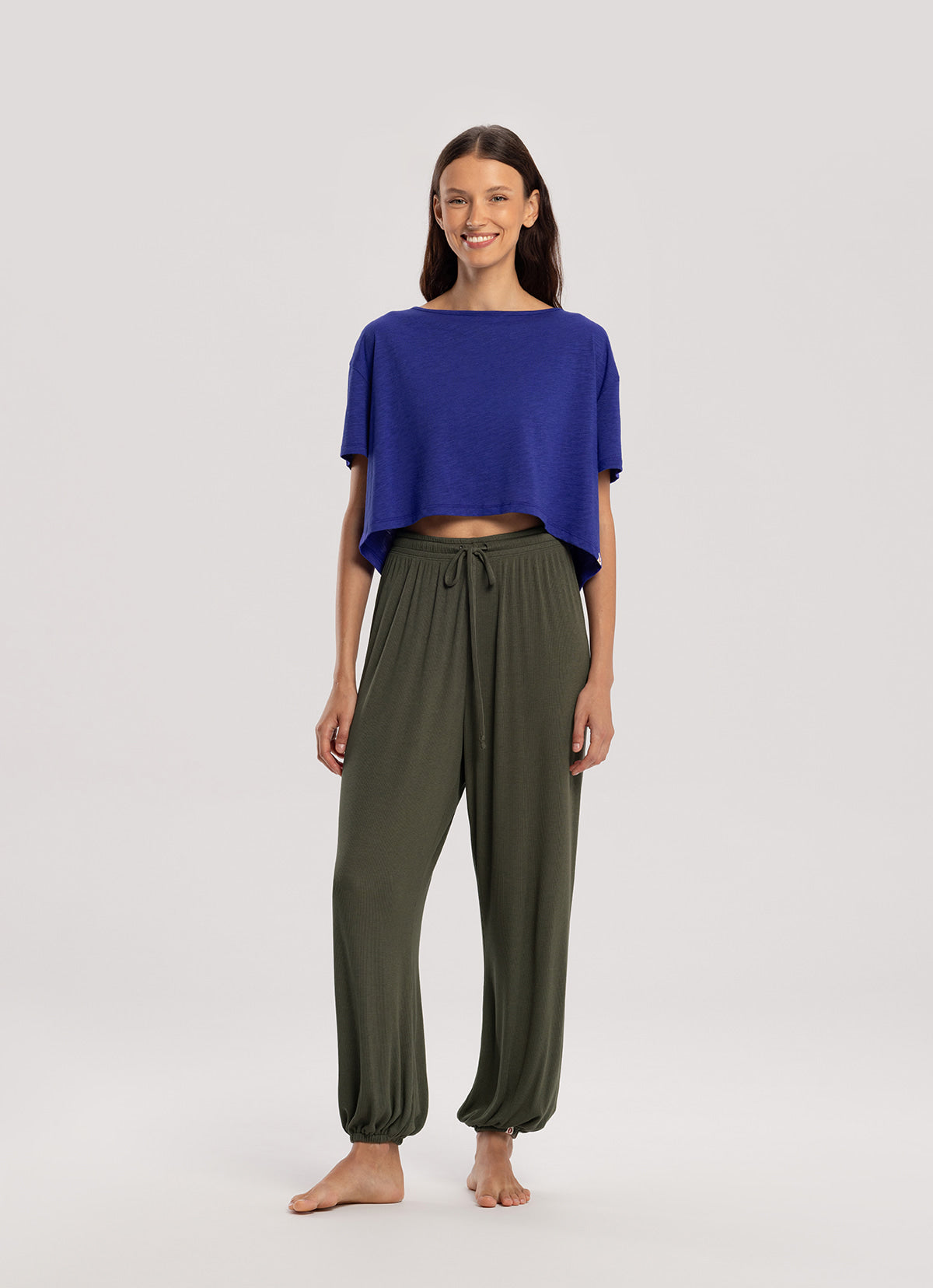 Rib jogger pants_Smokey Olive