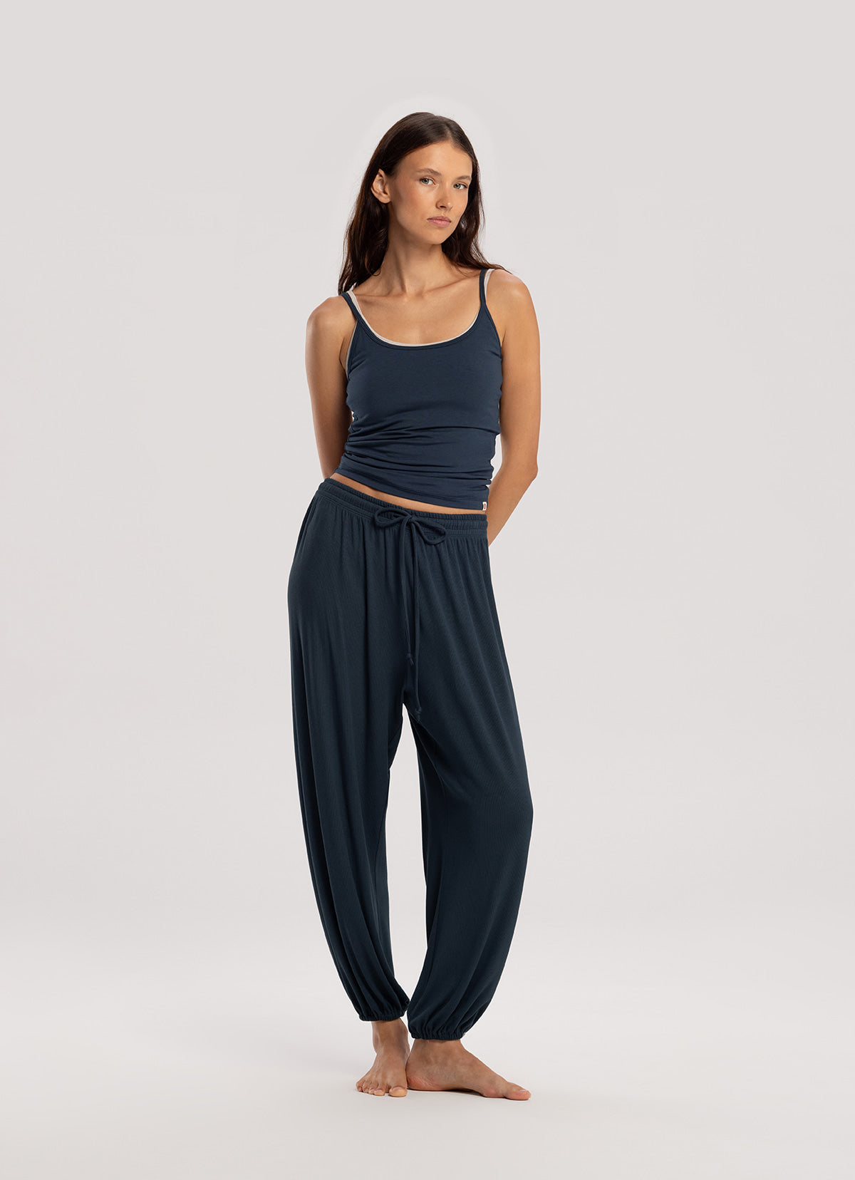 Rib jogger pants_Sea storm