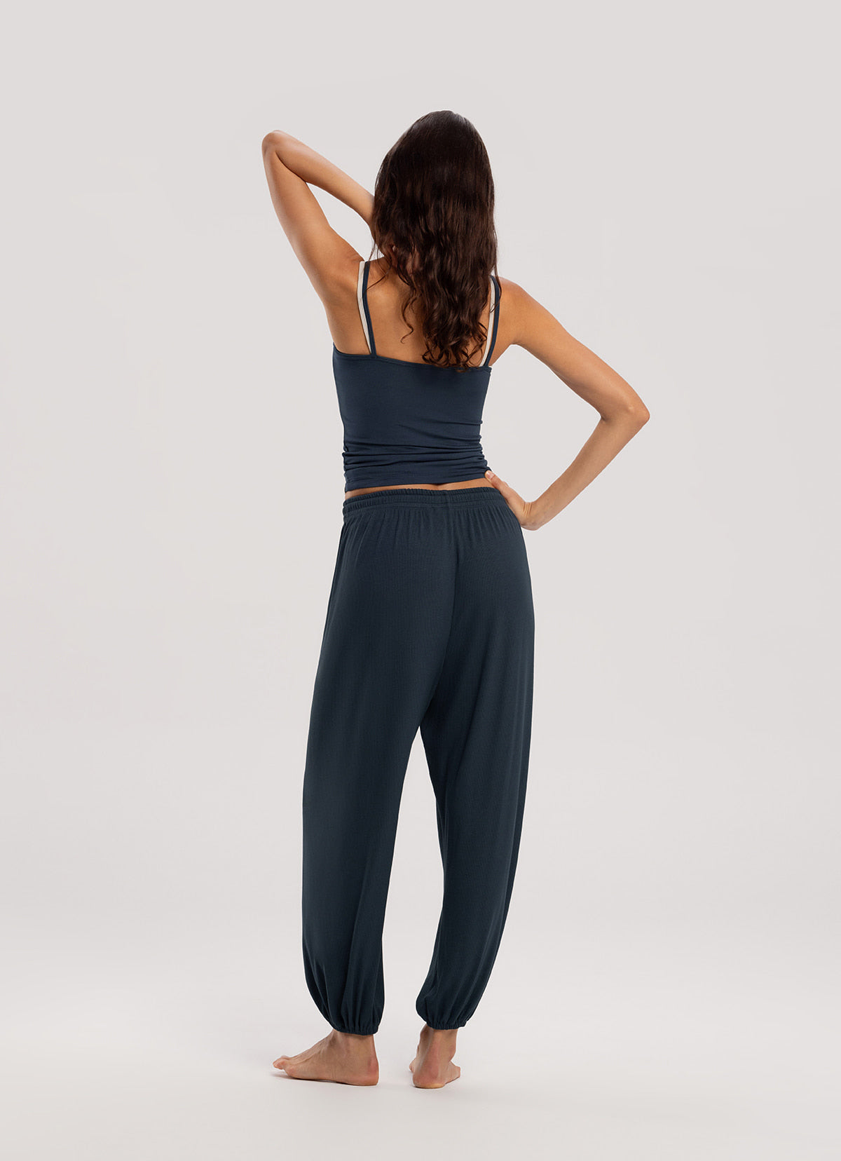Rib jogger pants_Sea storm