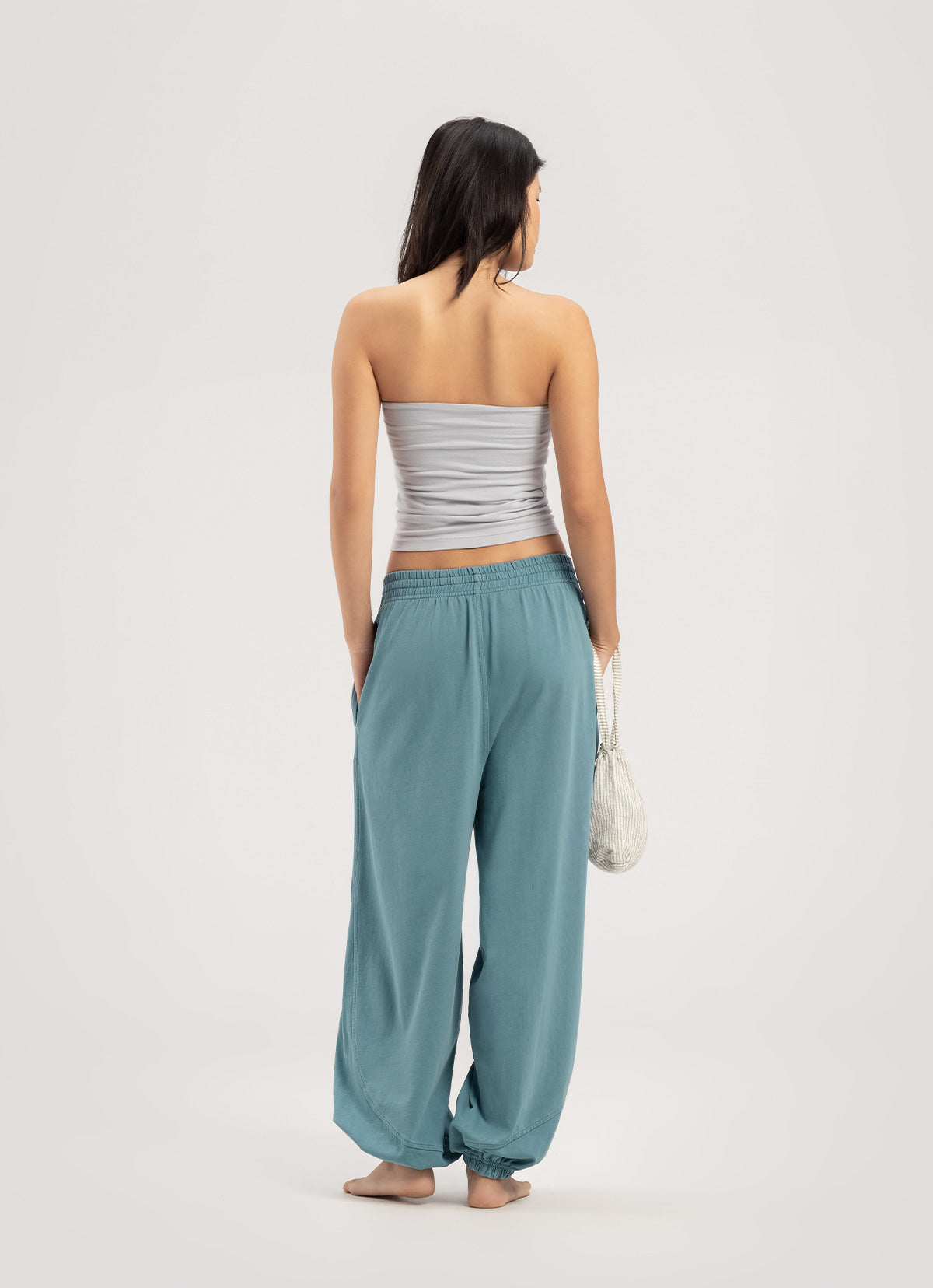 Diagonal jogger pants (Unisex)_Smoke Blue