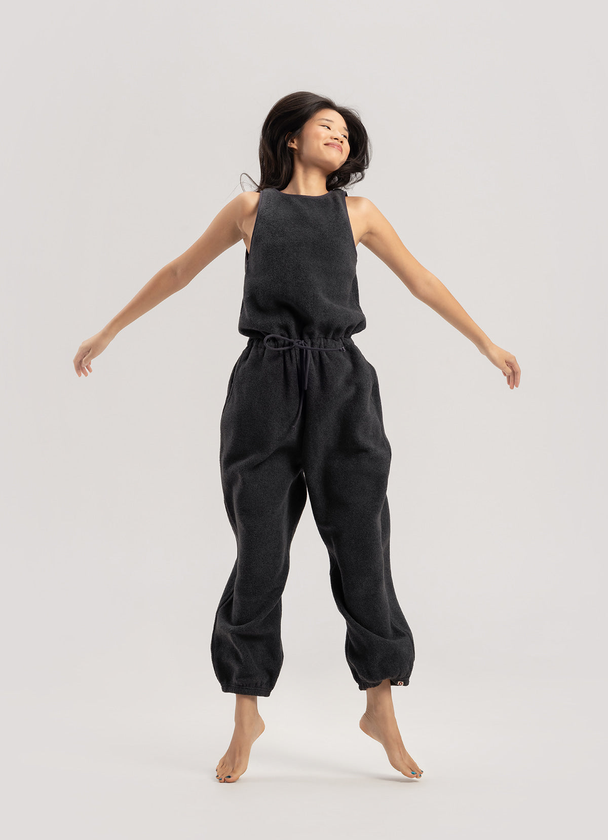 Fleece overalls_Melange Grey