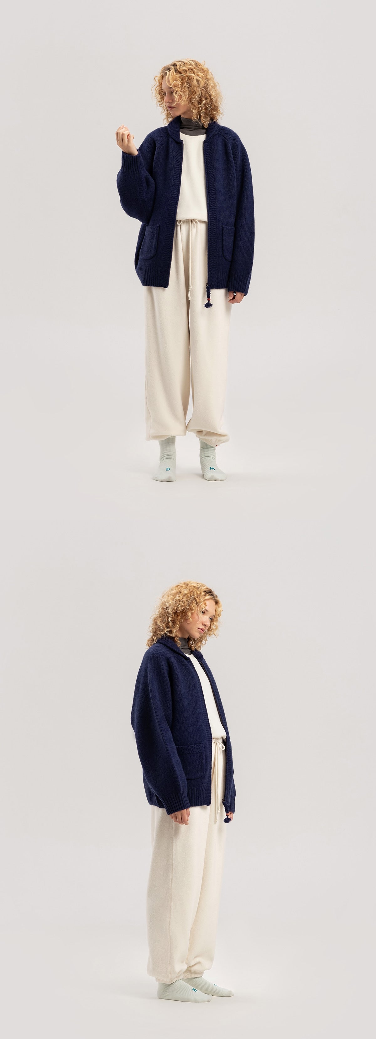 Bulky cardigan (Unisex)_Navy