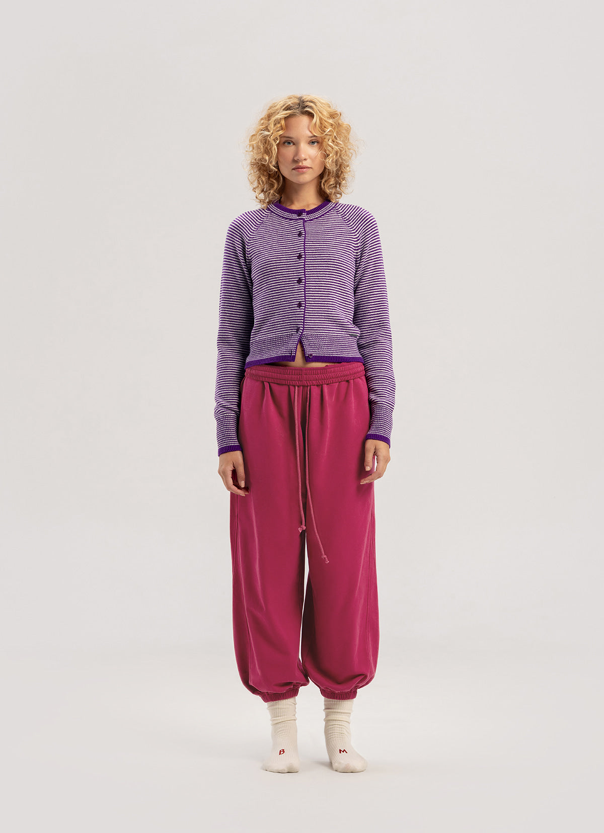 Diagonal jogger pants (Fall ver.)_Red Bud