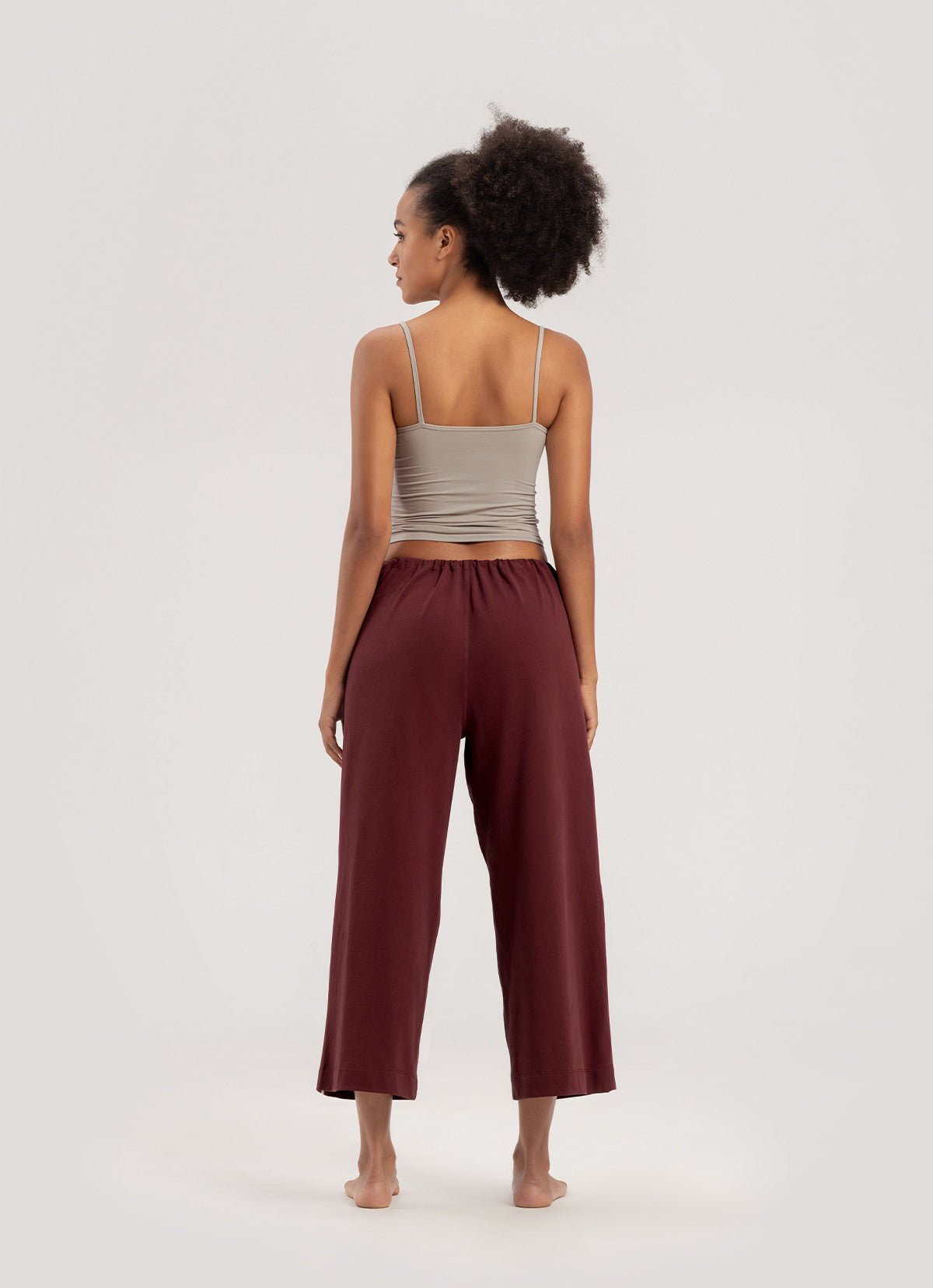 Tied straight pants_New Maroon