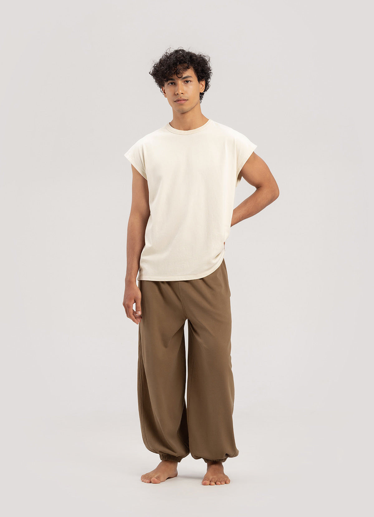 Diagonal jogger pants (Unisex)_Coca Mocha