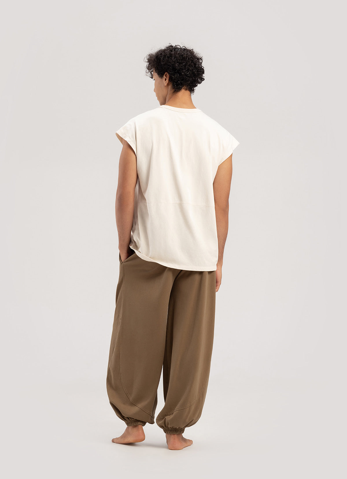 Diagonal jogger pants (Unisex)_Coca Mocha