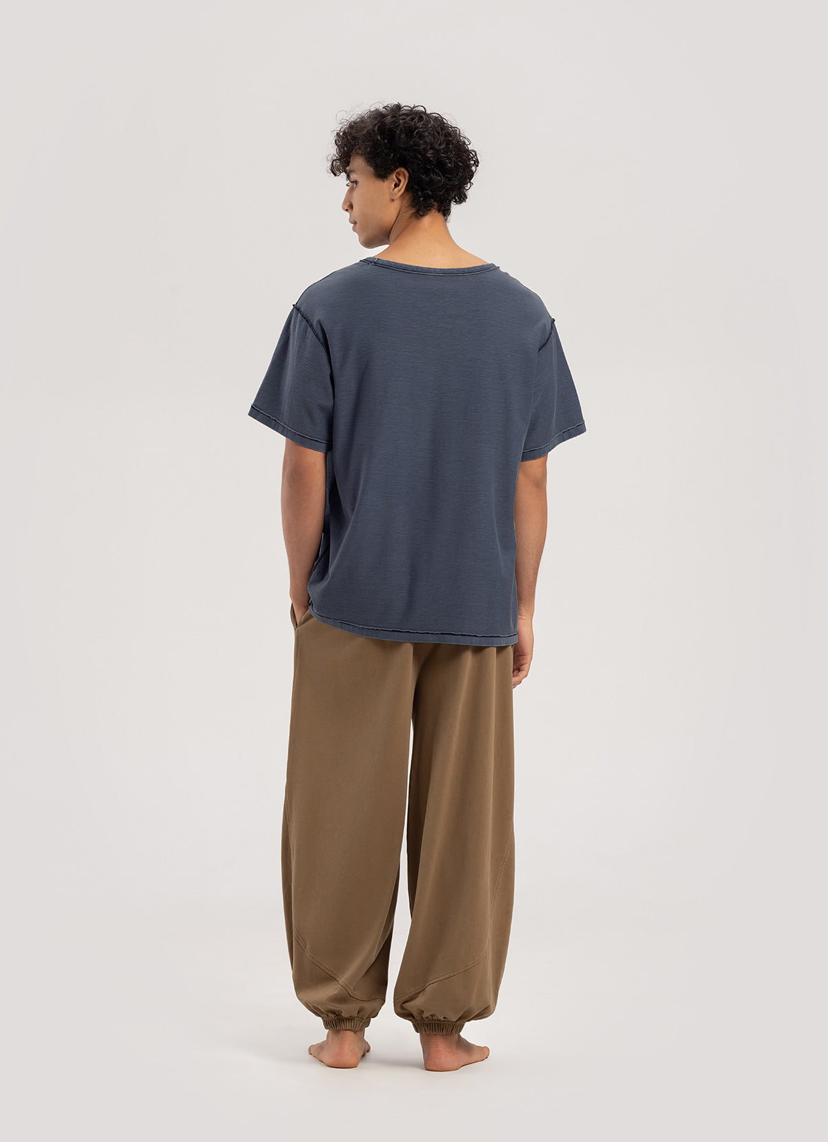 Diagonal jogger pants (Unisex)_Coca Mocha