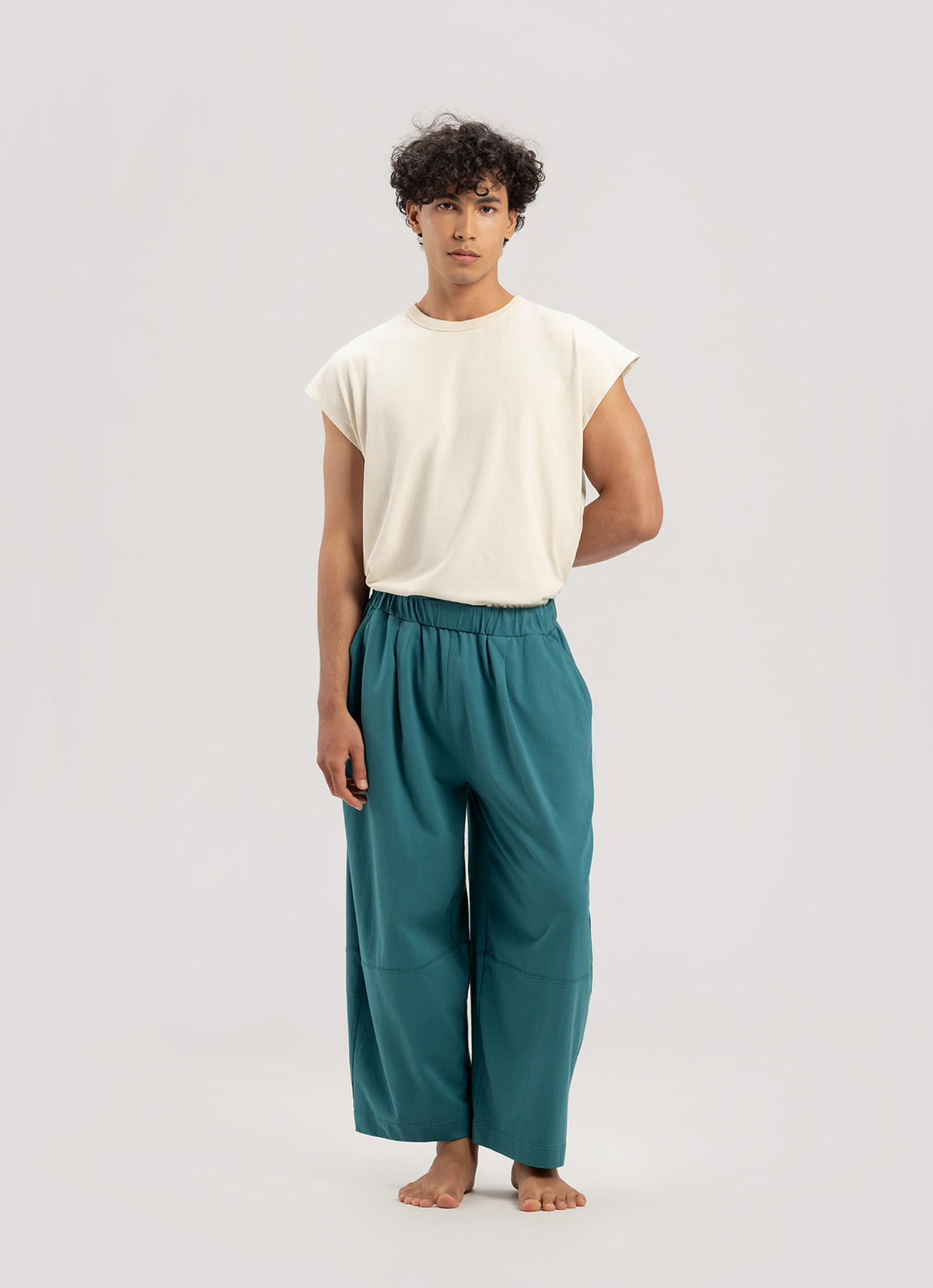 Wide panel pants (Unisex)_Turquoise