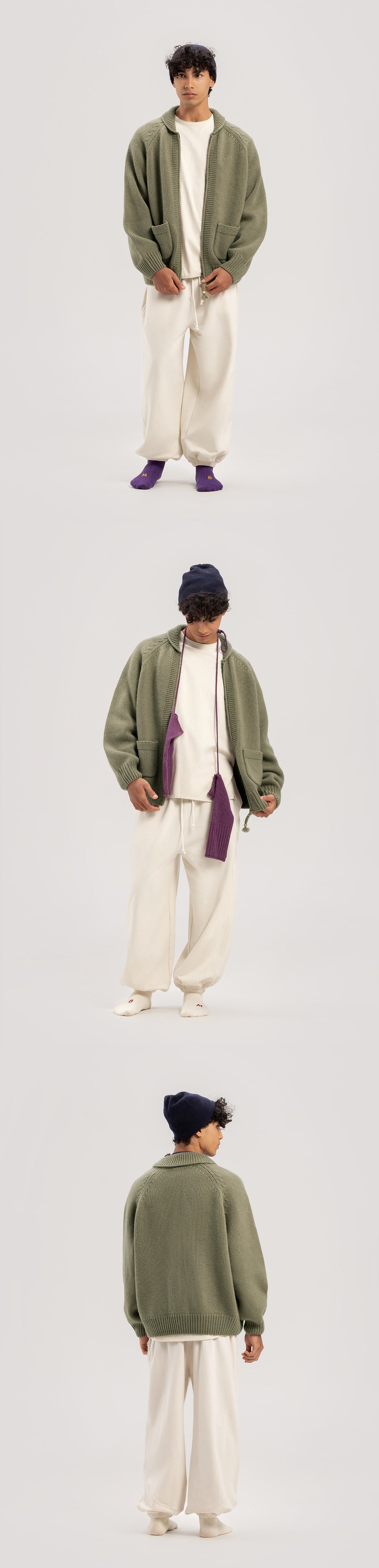 Bulky cardigan (Unisex)_Light Khaki
