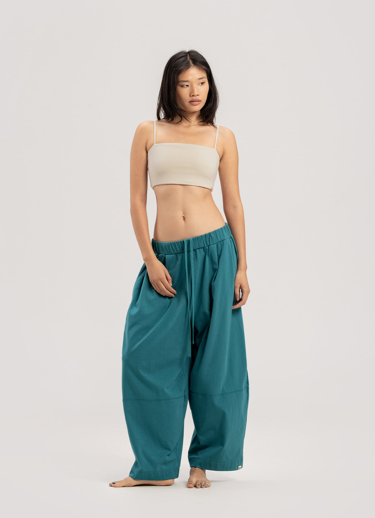 Wide panel pants (Unisex)_Turquoise