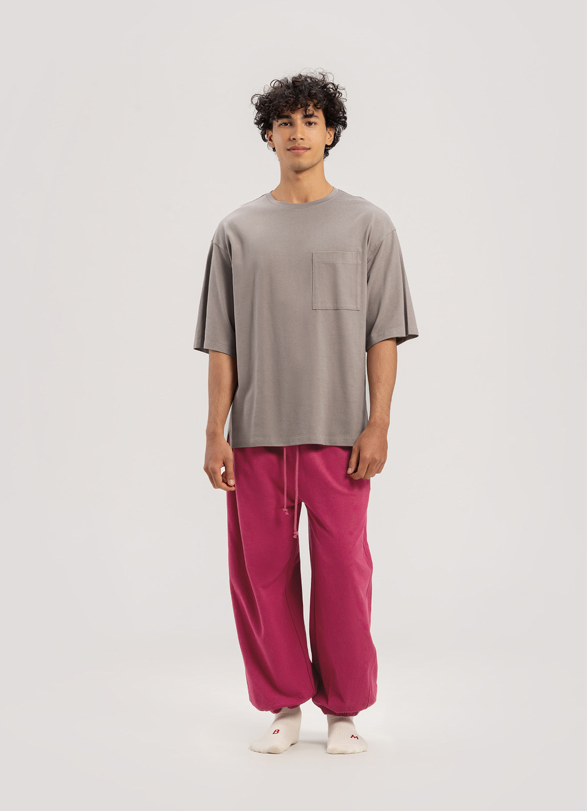 Diagonal jogger pants (Zurry ver.) (Unisex)_Red Bud