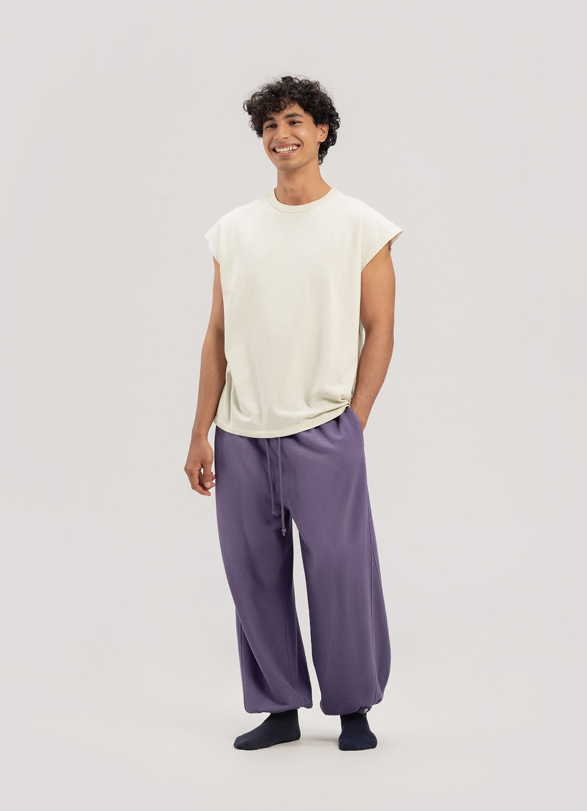 Diagonal jogger pants (Fall ver.)_dyed_Mulberry Purple