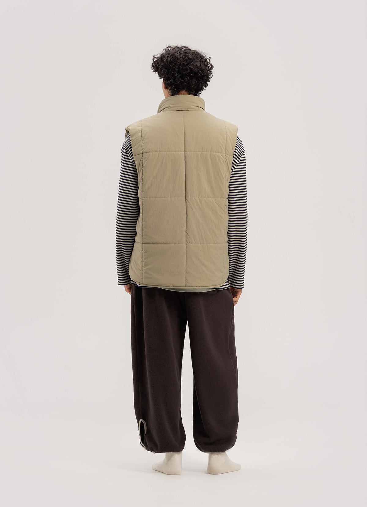 Button fleece pants (Unisex)_Brown