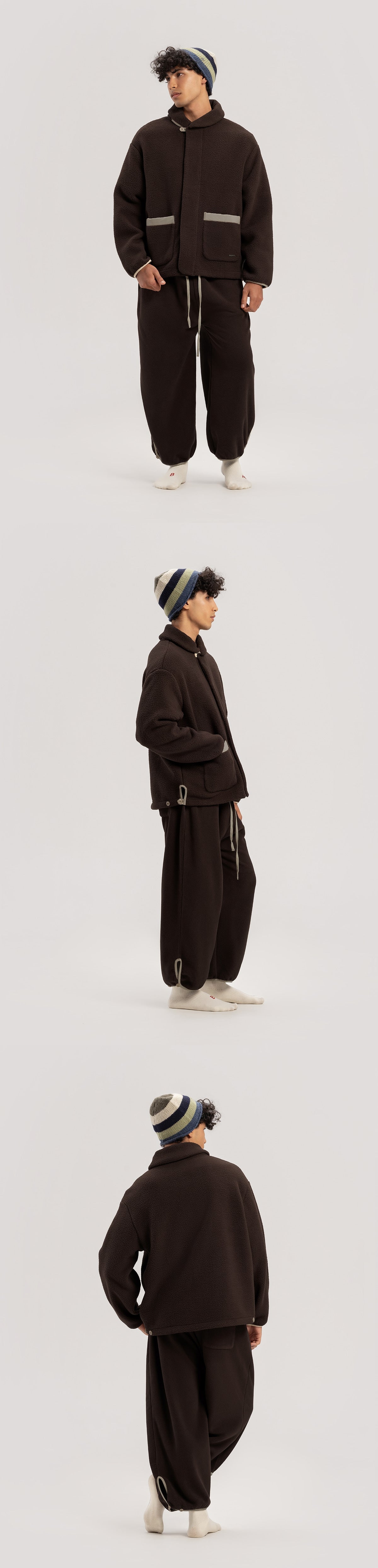 Bulky fleece jacket (Unisex)_Brown