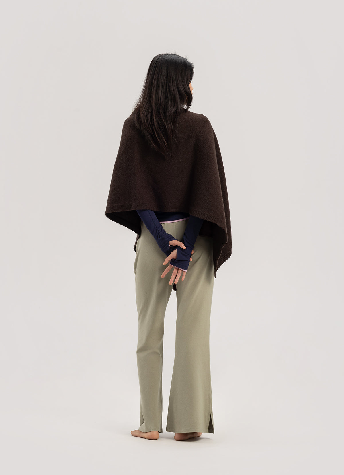 Wide button-up shawl_Cocoa