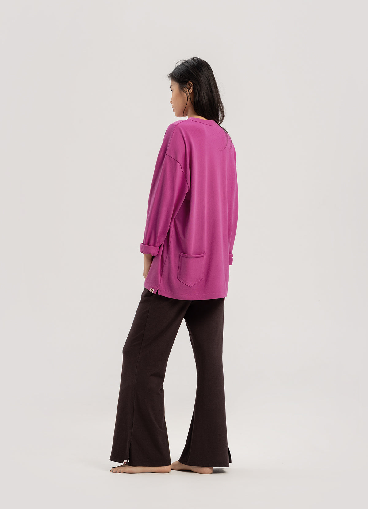 Side slit bootcut pants_Chocolate Plum