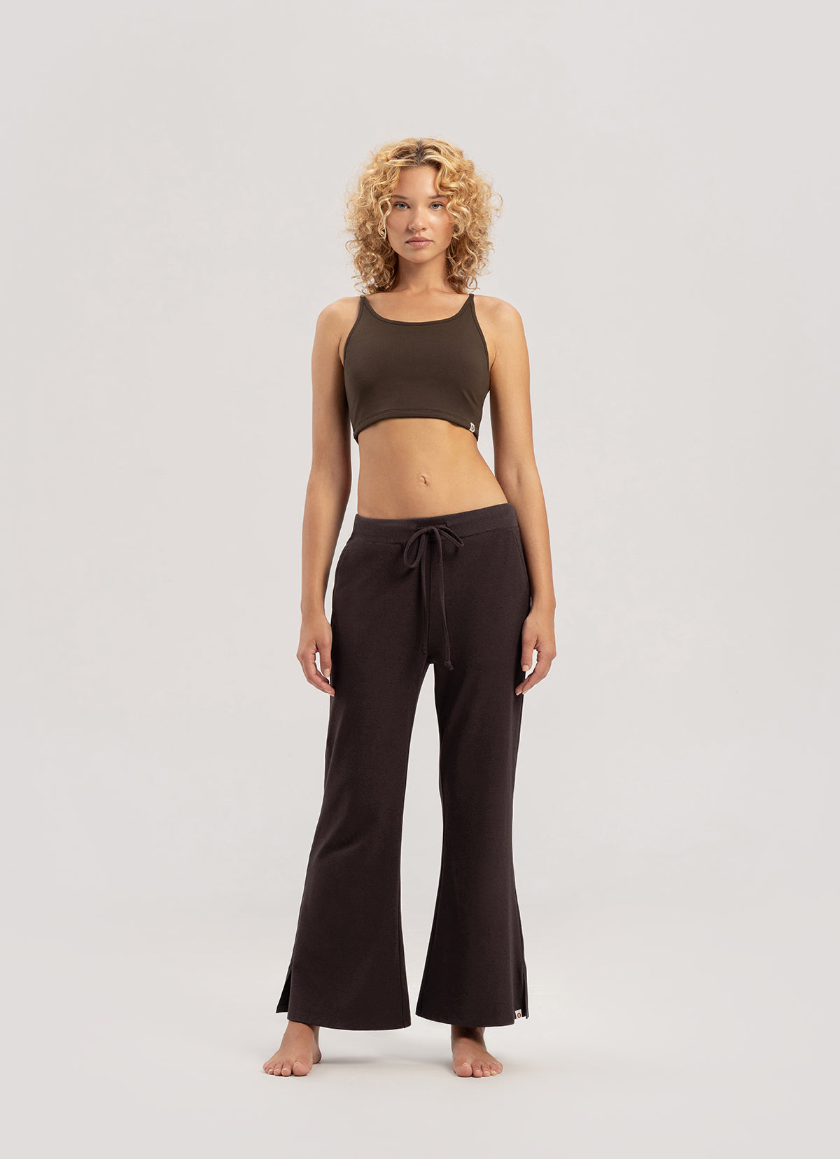 Side slit bootcut pants_Chocolate Plum
