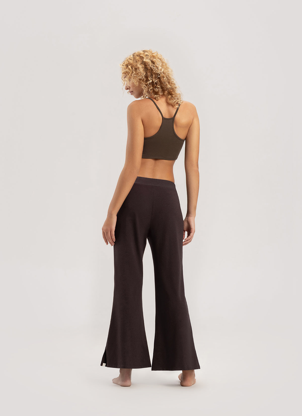 Side slit bootcut pants_Chocolate Plum