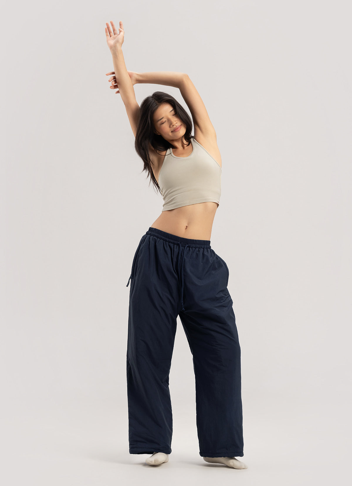 Padded wide pants_Sky Captain