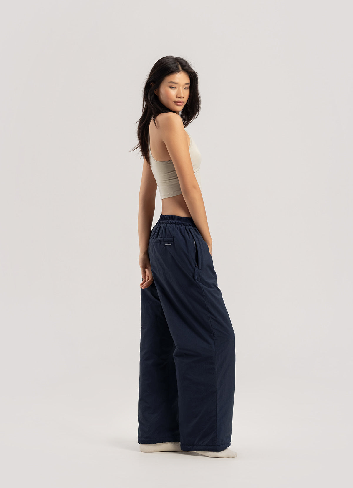 Padded wide pants_Sky Captain