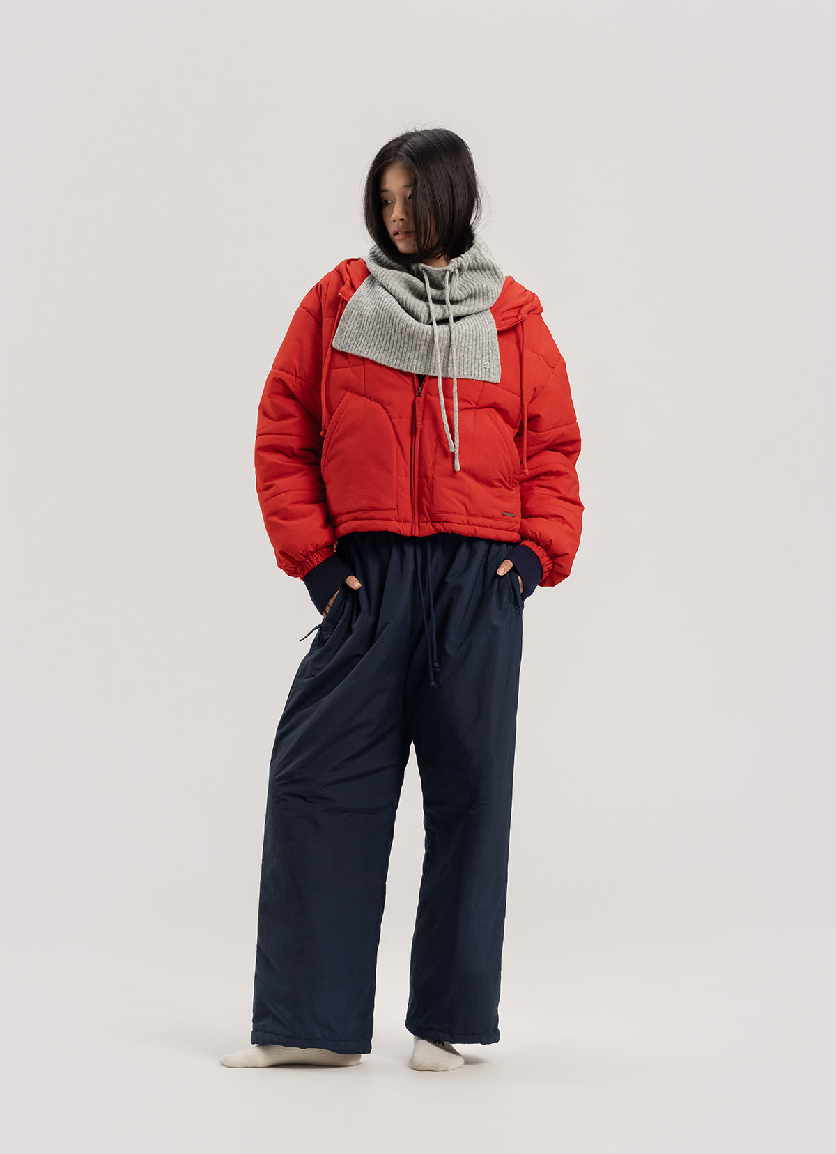Padded wide pants_Sky Captain