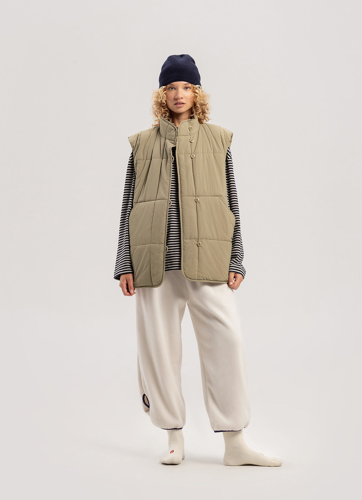 Button fleece pants (Unisex)_Turtledove