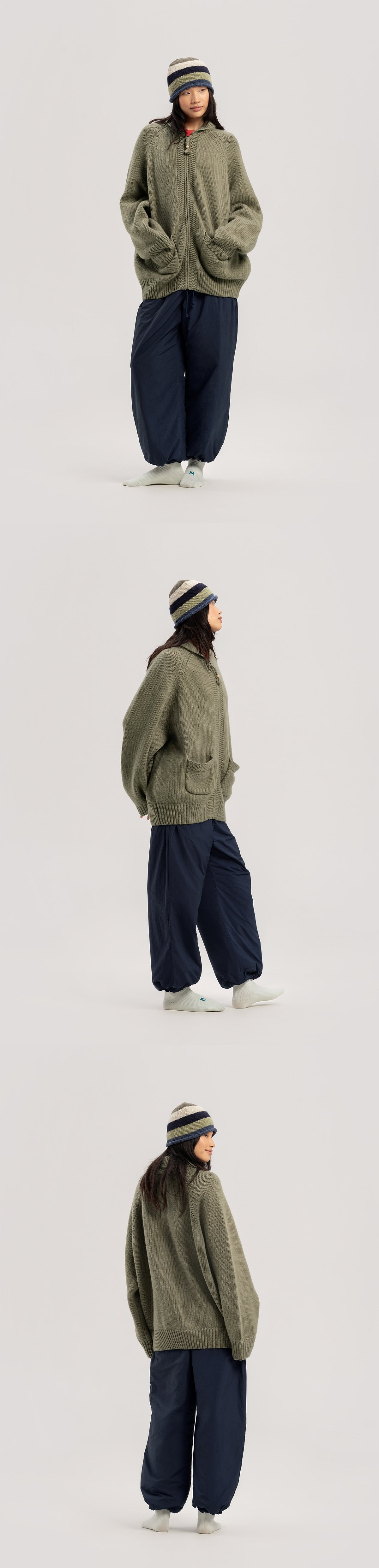 Bulky cardigan (Unisex)_Light Khaki