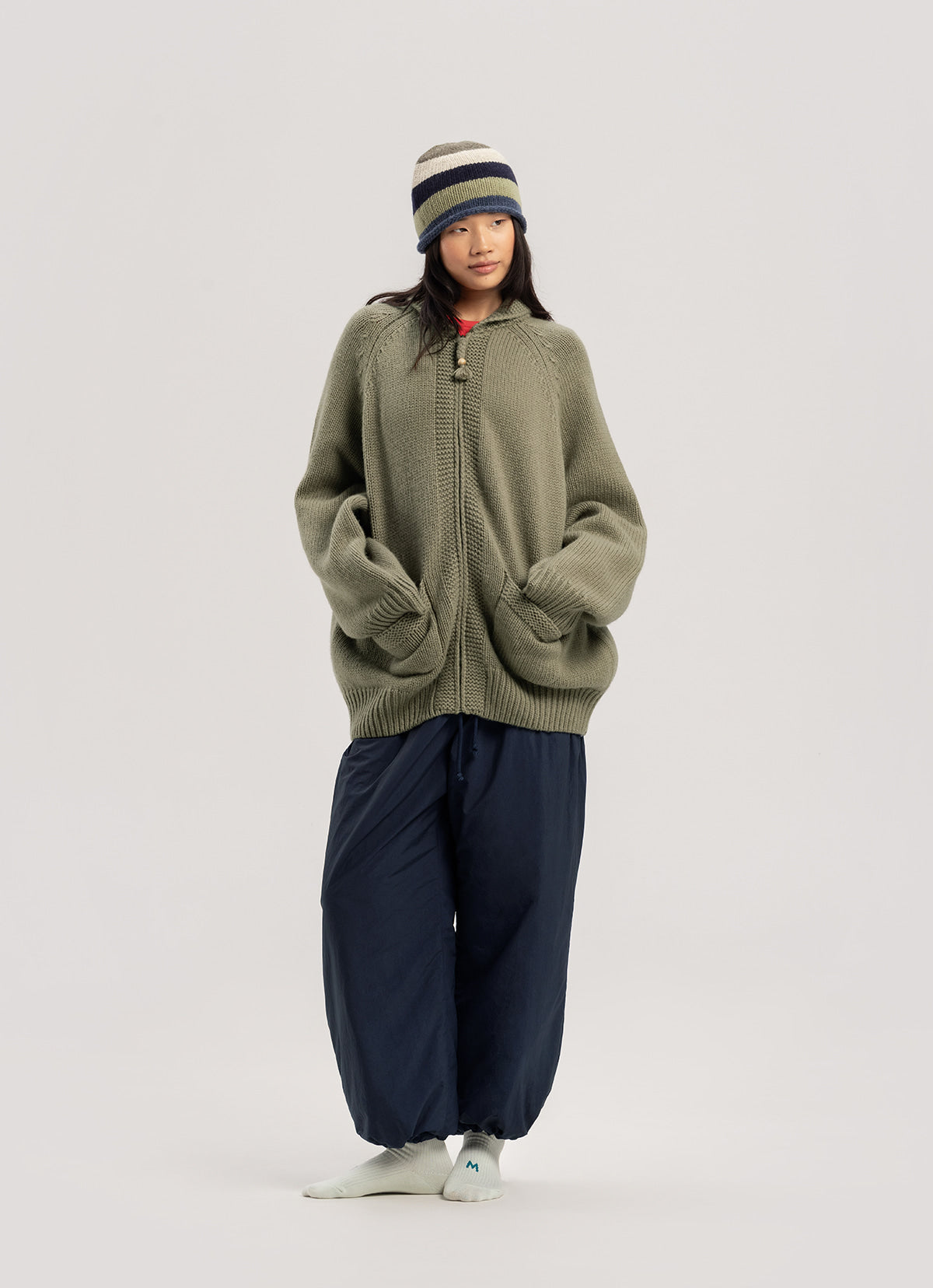 Padded wide pants_Sky Captain