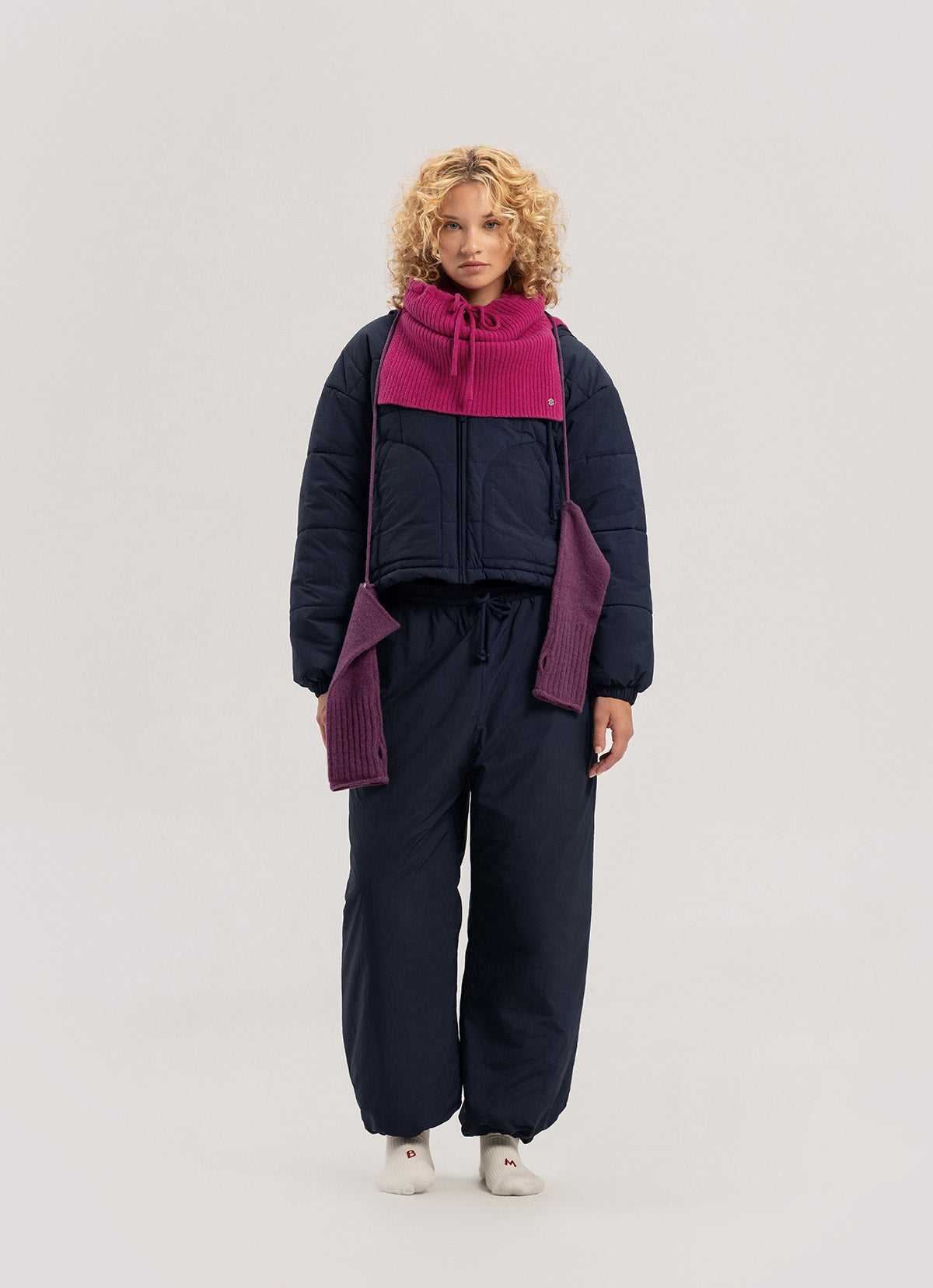 Padded wide pants_Sky Captain