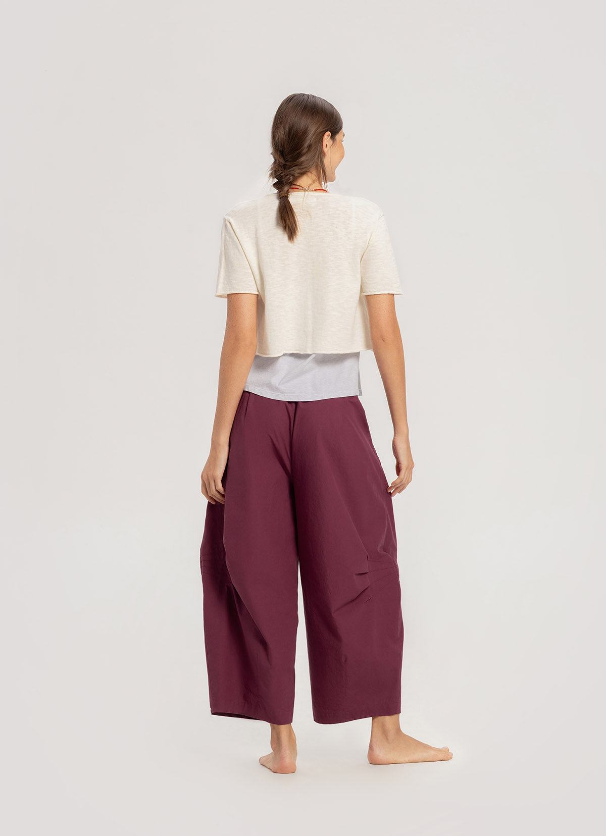 Linen half cardigan_Egret