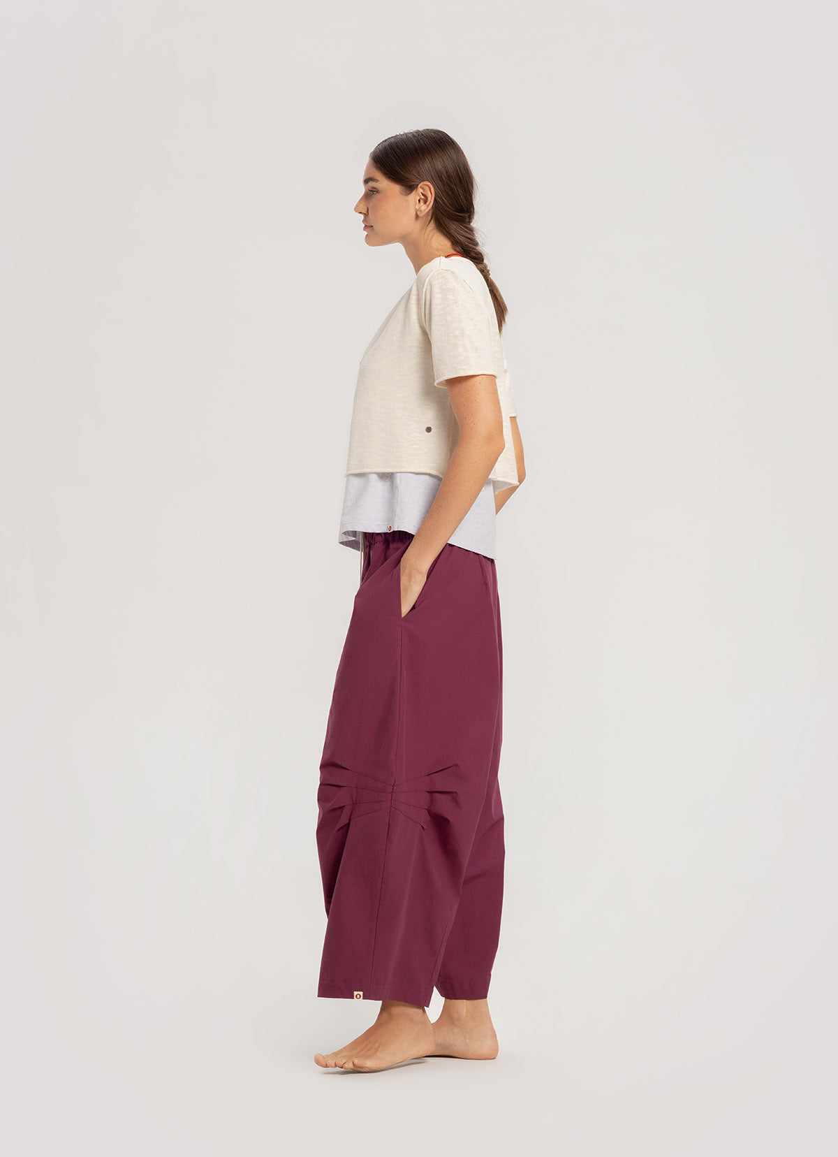 Linen half cardigan_Egret