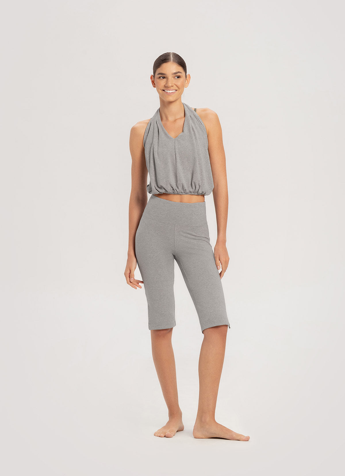 Biker middle pants_Dark Melange Grey