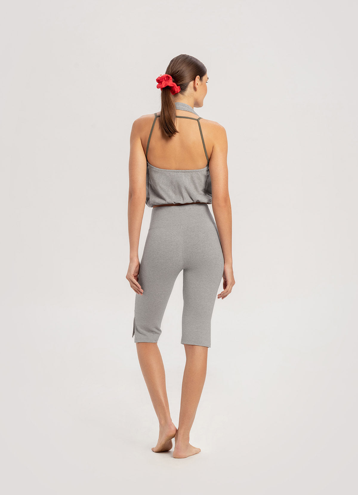 Biker middle pants_Dark Melange Grey