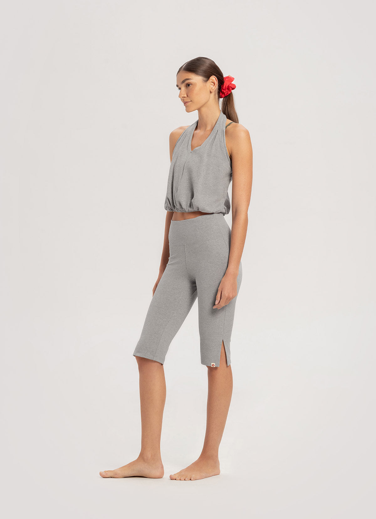 Biker middle pants_Dark Melange Grey